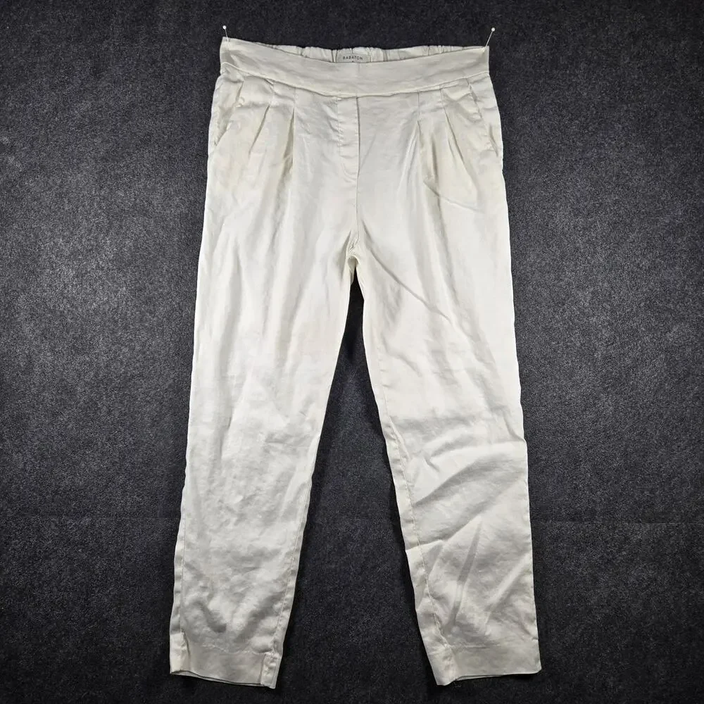 Babaton Aritzia Pants Size 4 Linen Blend Soft White Ankle Length Luxe Feel